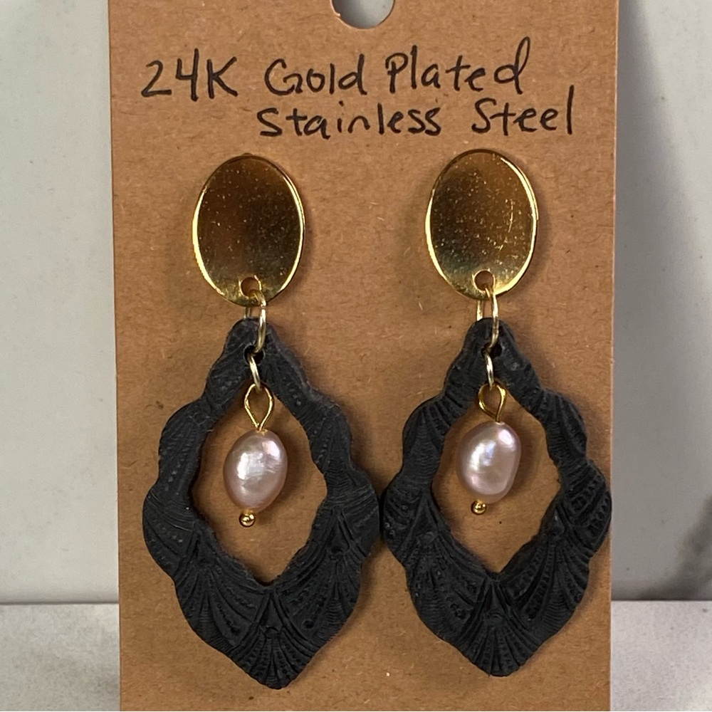 24k Gold plated Stainless Steel Clay earrings